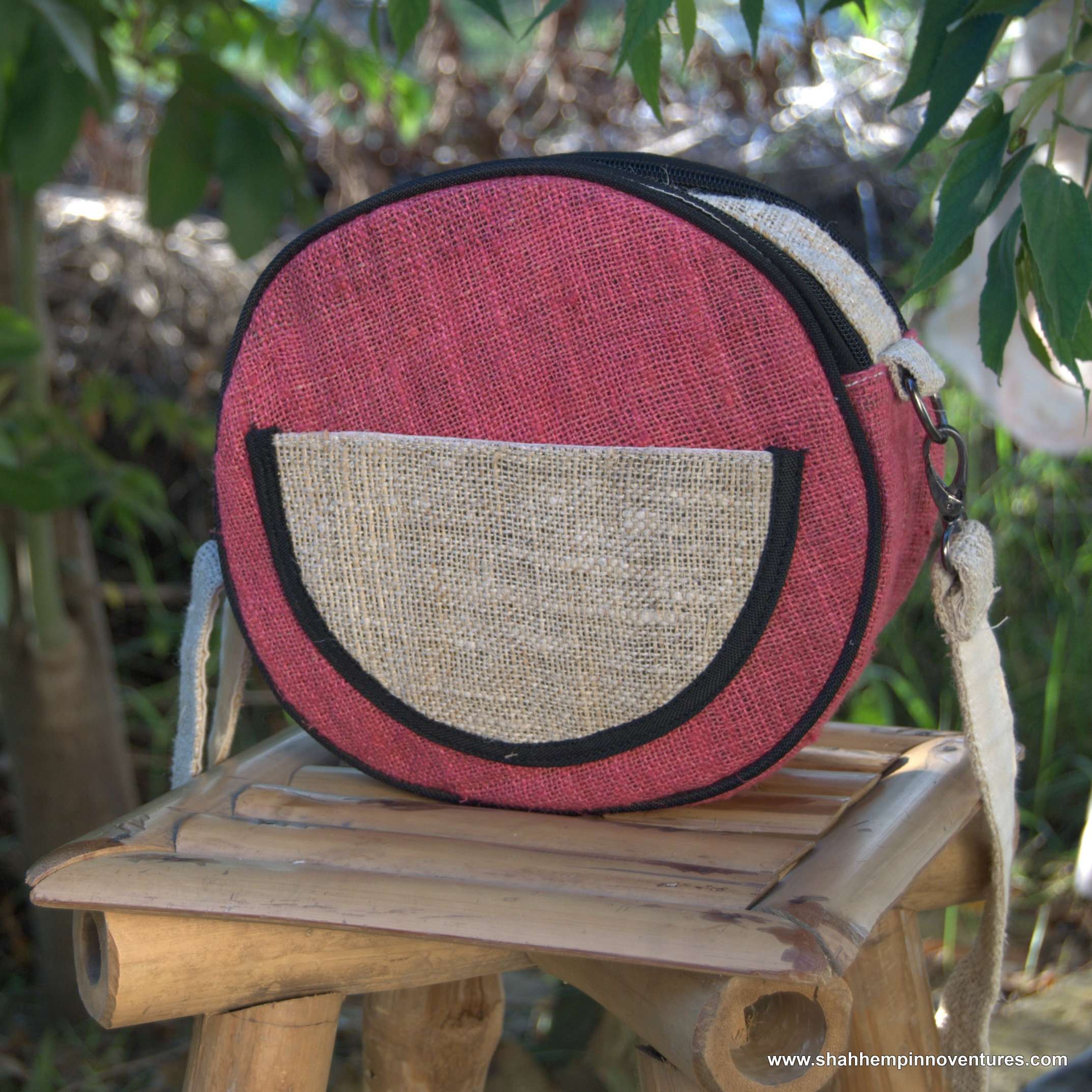 hemp round sling bag