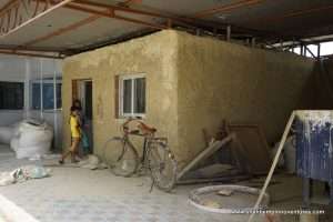 Clay Plaster on Hempcrete Wall
